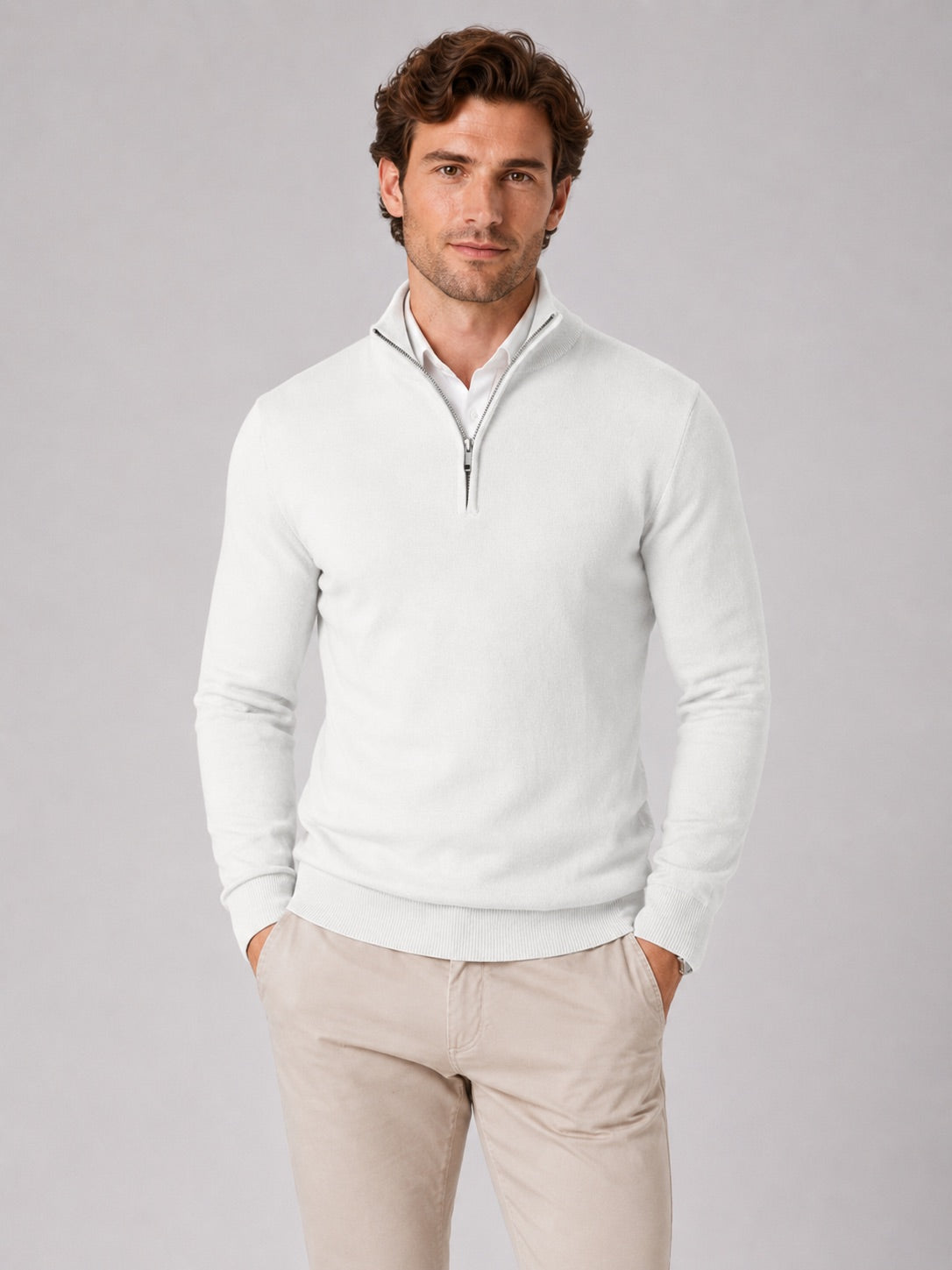 Men’s Quarter Zip Jumper Slim Fit Lightweight Mock Neck Spring Autumn Pullover for Casual Outdoor and Everyday Wear
