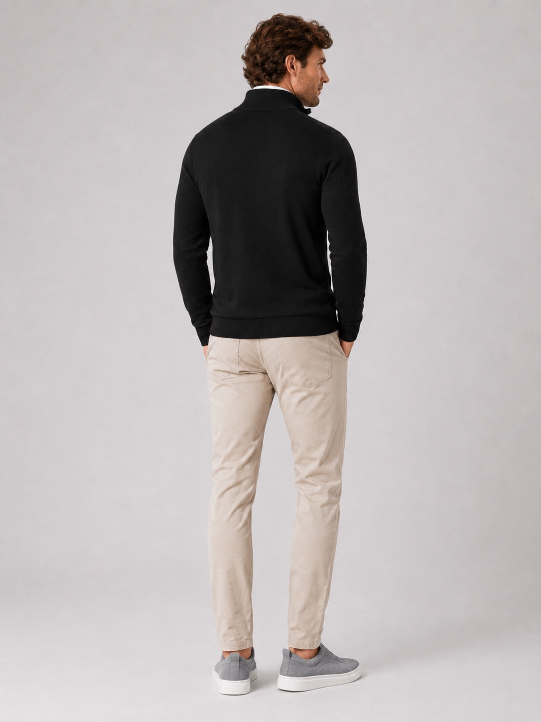 Men’s Quarter Zip Jumper Slim Fit Lightweight Mock Neck Spring Autumn Pullover for Casual Outdoor and Everyday Wear