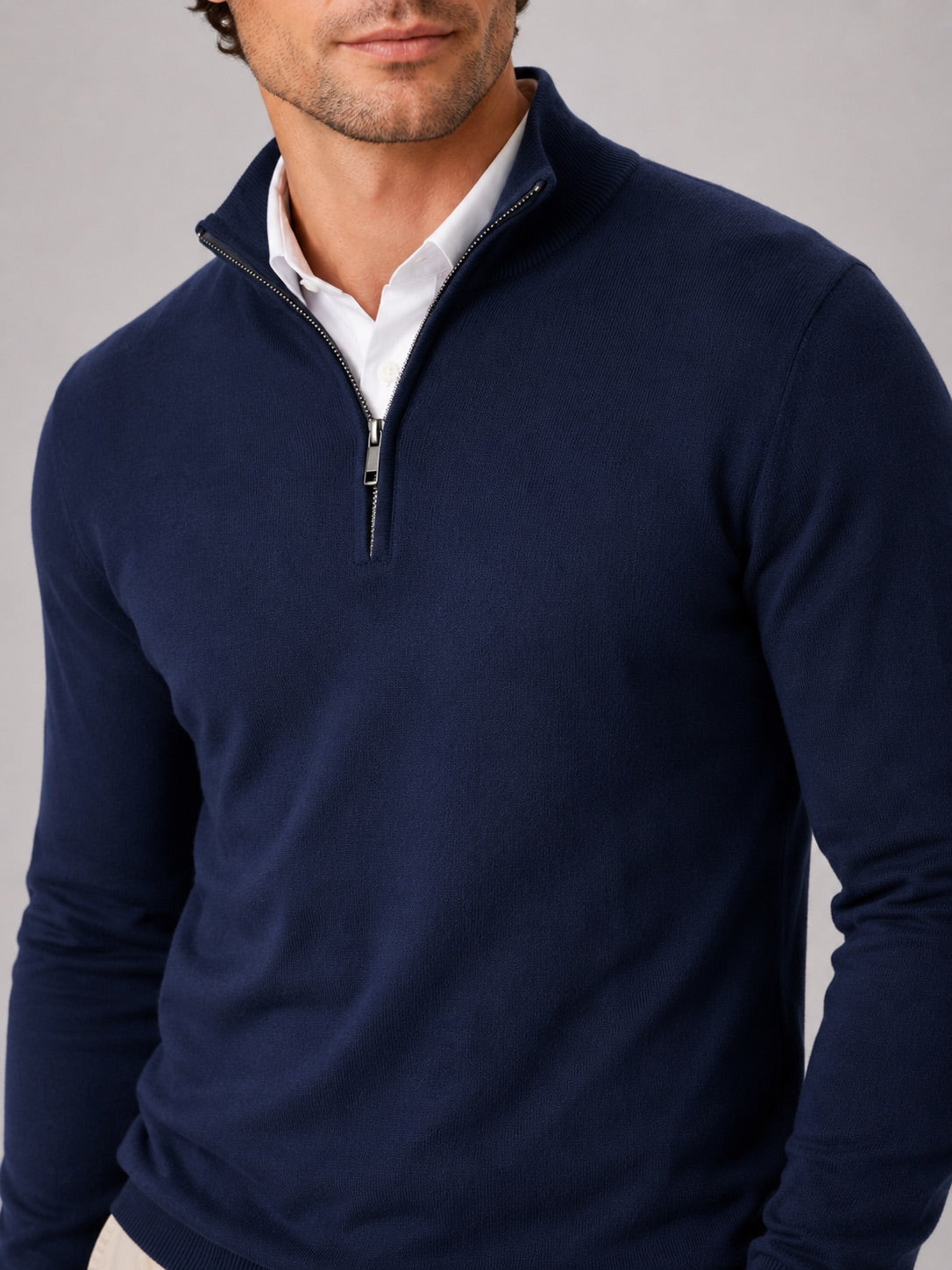 Men’s Quarter Zip Jumper Slim Fit Lightweight Mock Neck Spring Autumn Pullover for Casual Outdoor and Everyday Wear
