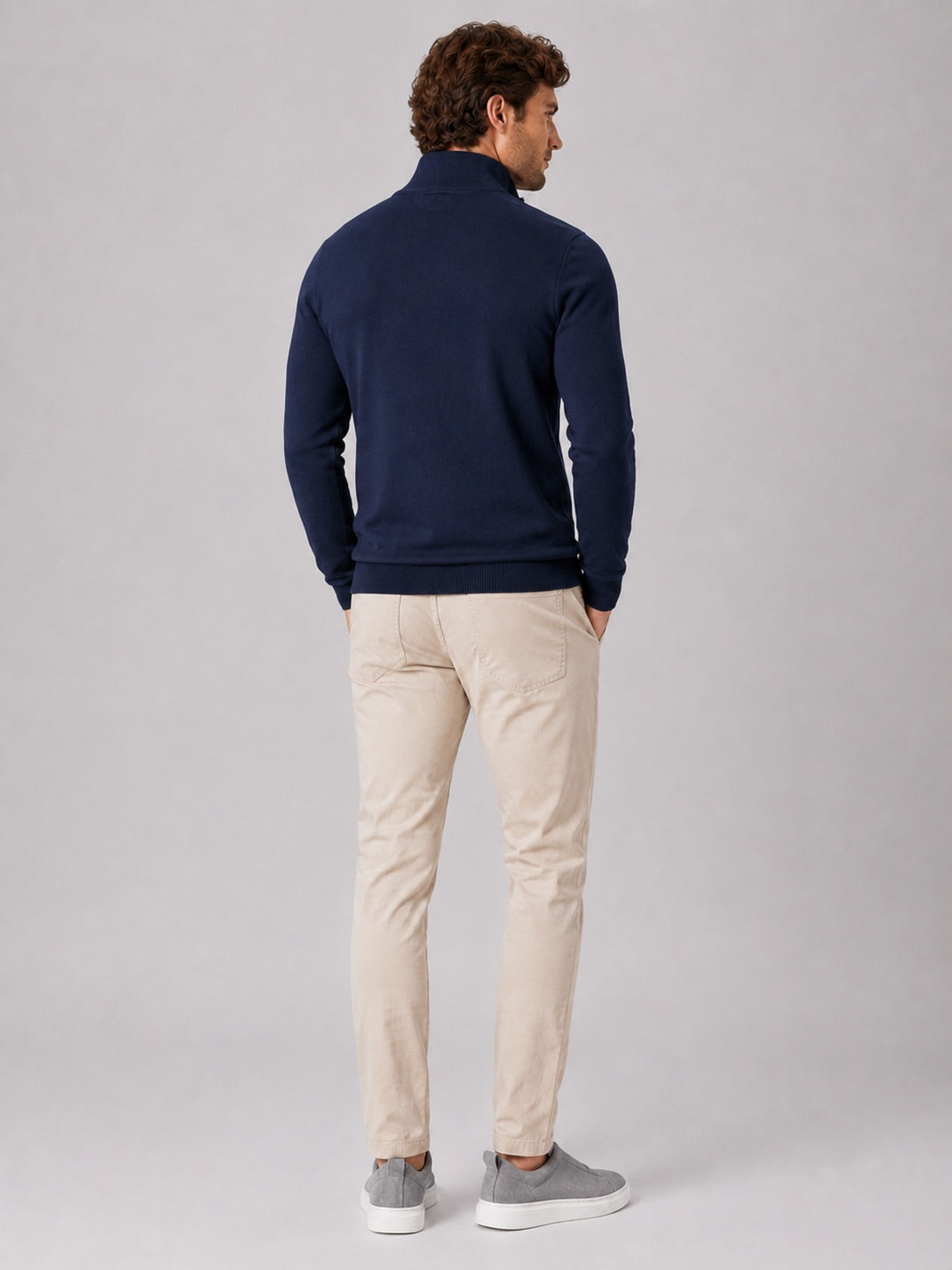 Men’s Quarter Zip Jumper Slim Fit Lightweight Mock Neck Spring Autumn Pullover for Casual Outdoor and Everyday Wear