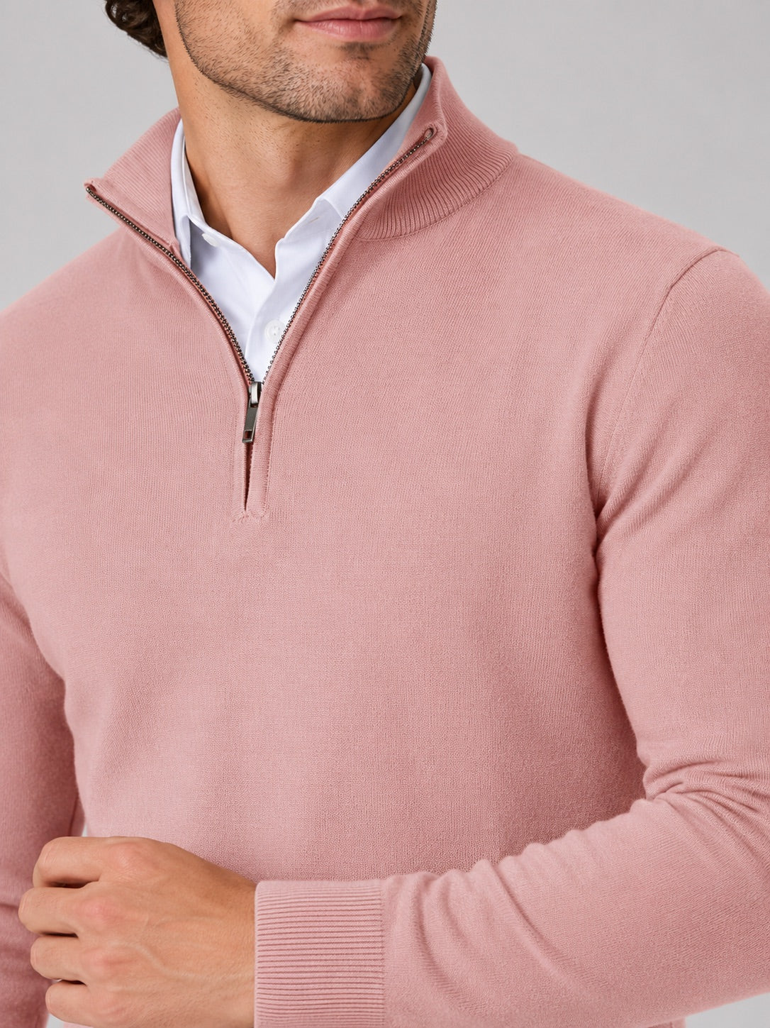 Men’s Quarter Zip Jumper Slim Fit Lightweight Mock Neck Spring Autumn Pullover for Casual Outdoor and Everyday Wear