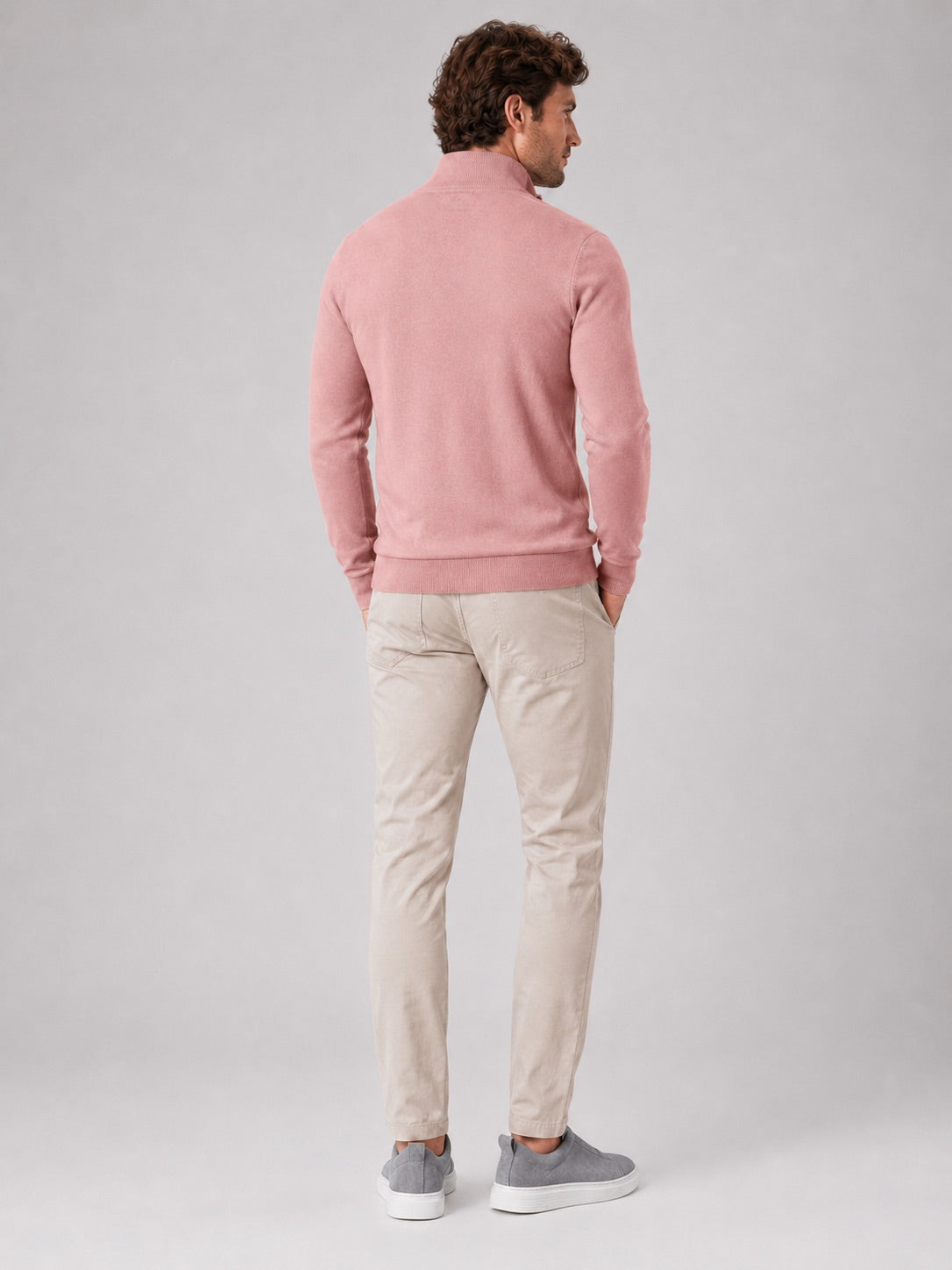 Men’s Quarter Zip Jumper Slim Fit Lightweight Mock Neck Spring Autumn Pullover for Casual Outdoor and Everyday Wear