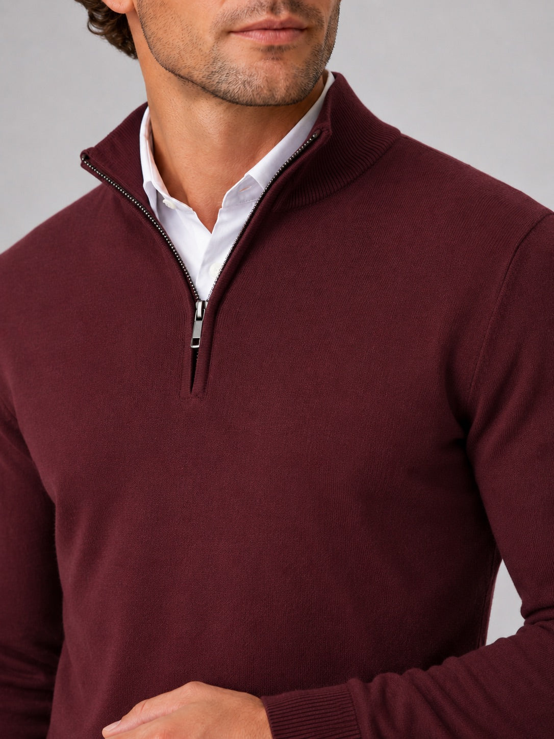 Men’s Quarter Zip Jumper Slim Fit Lightweight Mock Neck Spring Autumn Pullover for Casual Outdoor and Everyday Wear