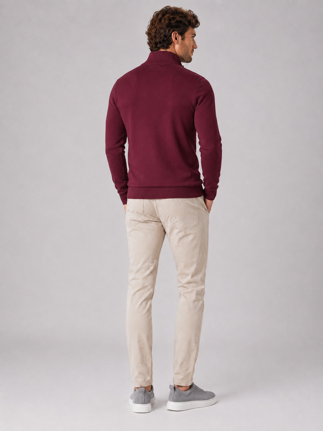 Men’s Quarter Zip Jumper Slim Fit Lightweight Mock Neck Spring Autumn Pullover for Casual Outdoor and Everyday Wear