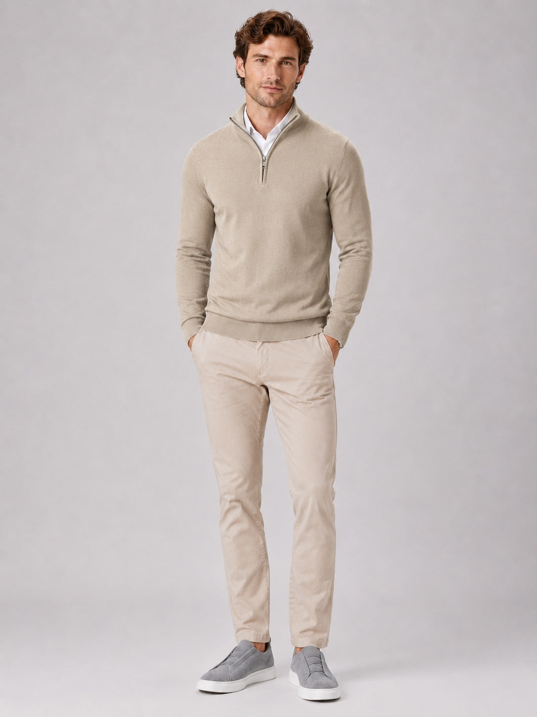 Men’s Quarter Zip Jumper Slim Fit Lightweight Mock Neck Spring Autumn Pullover for Casual Outdoor and Everyday Wear