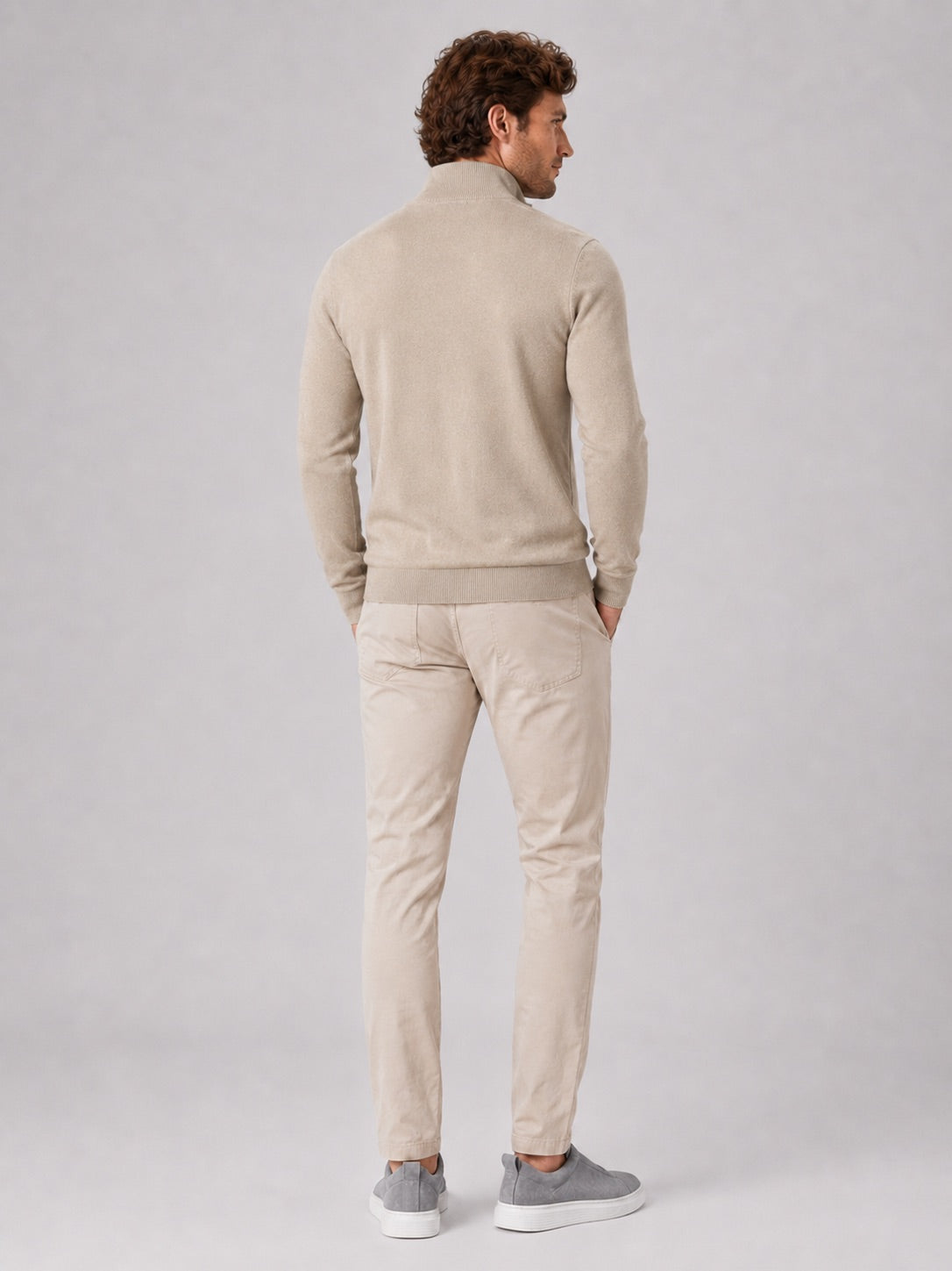 Men’s Quarter Zip Jumper Slim Fit Lightweight Mock Neck Spring Autumn Pullover for Casual Outdoor and Everyday Wear