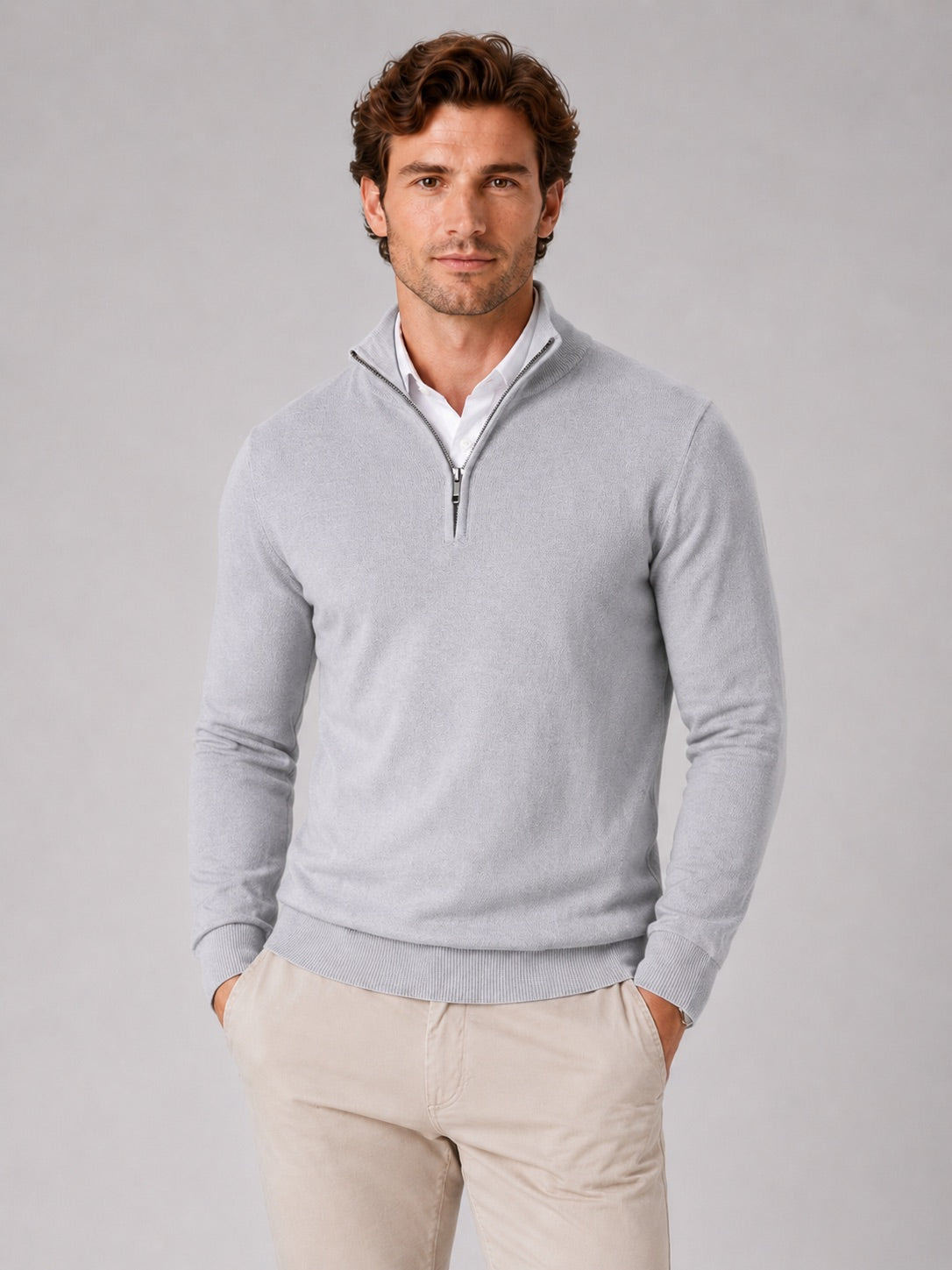 Men’s Quarter Zip Jumper Slim Fit Lightweight Mock Neck Spring Autumn Pullover for Casual Outdoor and Everyday Wear