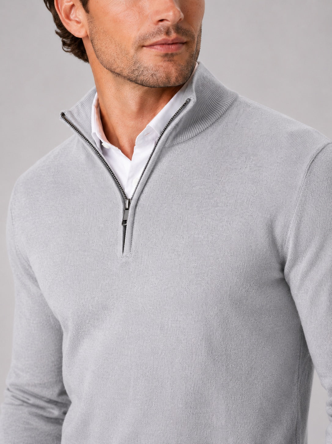 Men’s Quarter Zip Jumper Slim Fit Lightweight Mock Neck Spring Autumn Pullover for Casual Outdoor and Everyday Wear