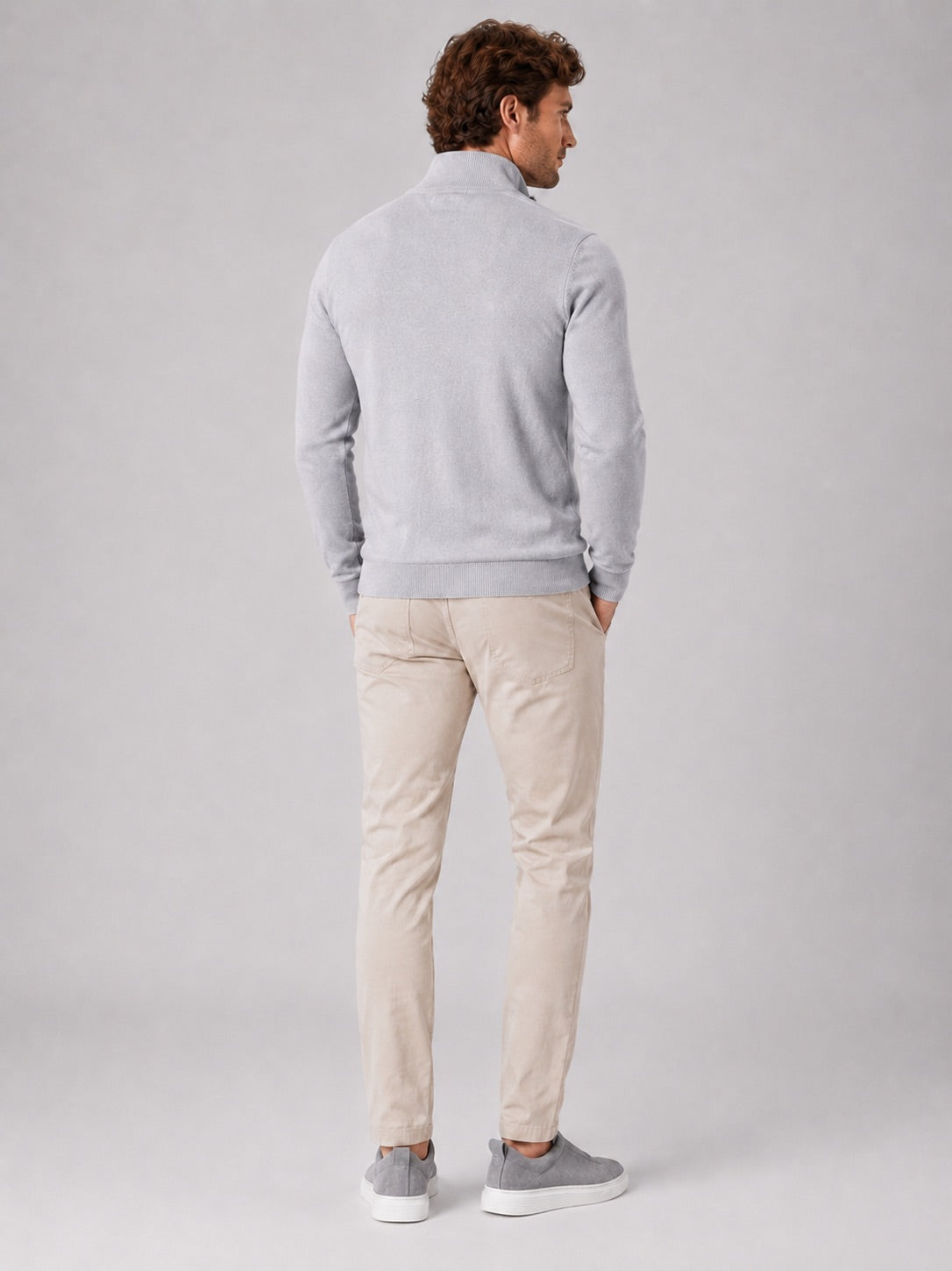 Men’s Quarter Zip Jumper Slim Fit Lightweight Mock Neck Spring Autumn Pullover for Casual Outdoor and Everyday Wear
