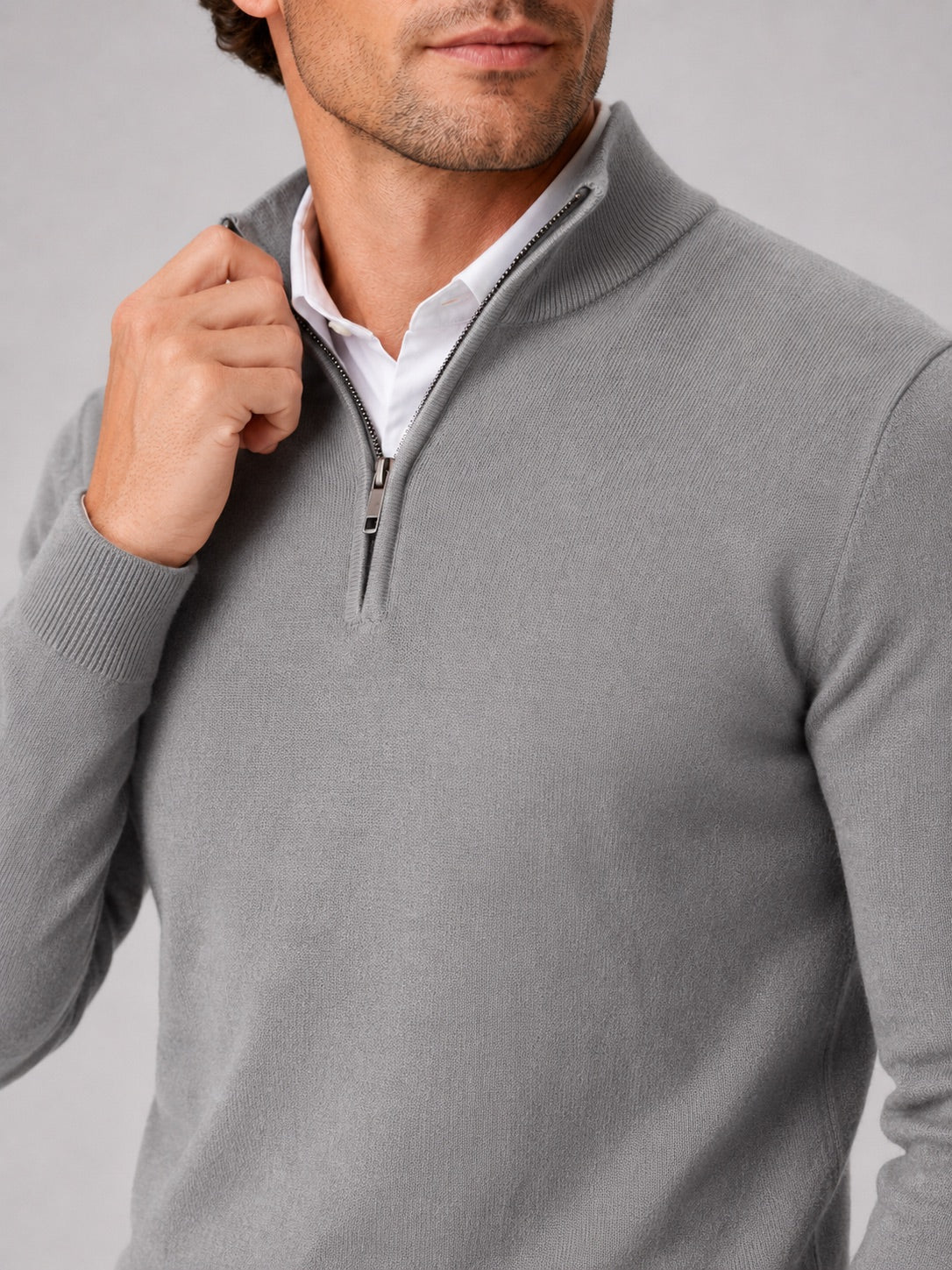 Men’s Quarter Zip Jumper Slim Fit Lightweight Mock Neck Spring Autumn Pullover for Casual Outdoor and Everyday Wear