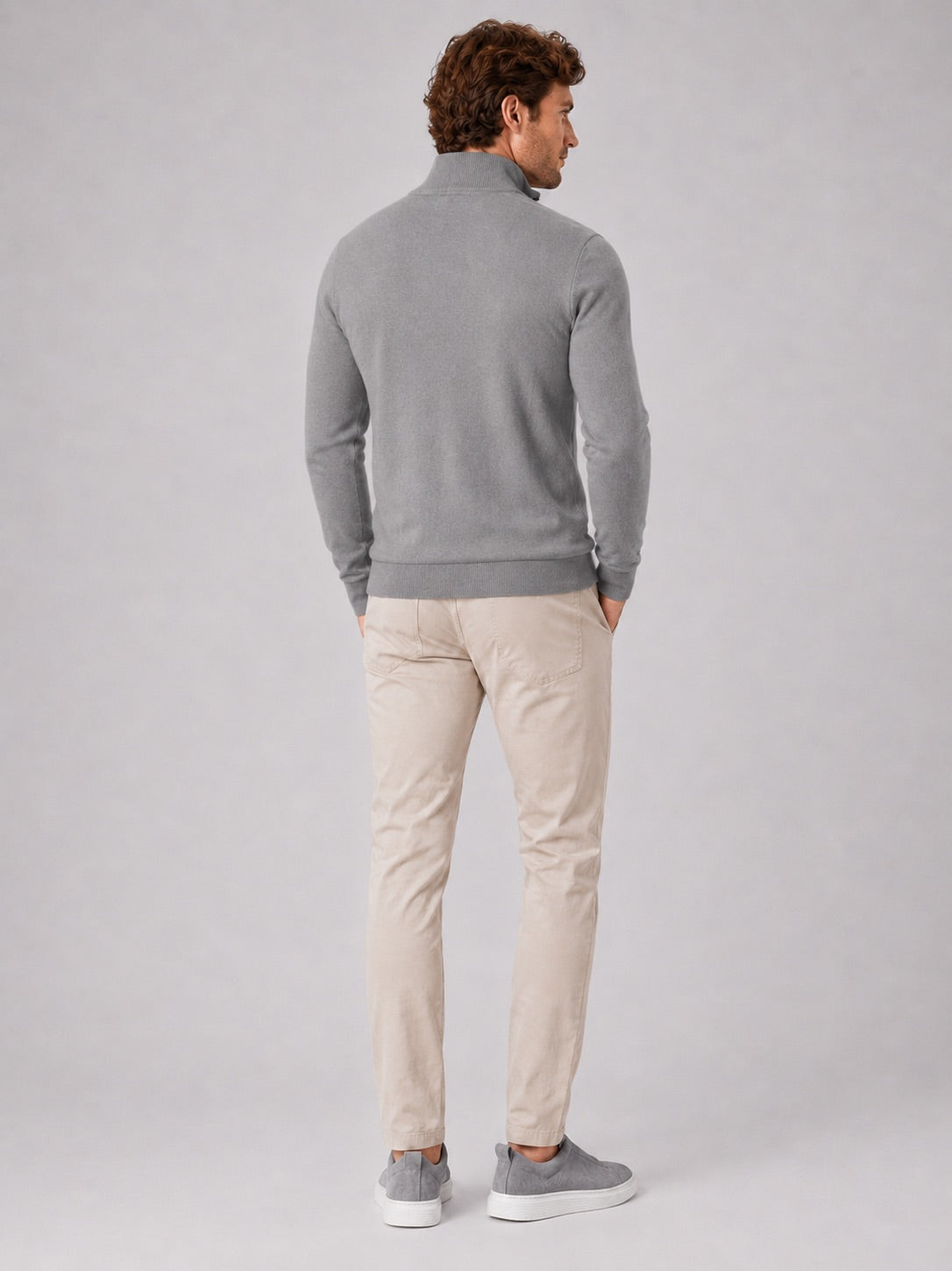 Men’s Quarter Zip Jumper Slim Fit Lightweight Mock Neck Spring Autumn Pullover for Casual Outdoor and Everyday Wear