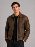 Men’s Leather Flight Jacket Zip-Up Loose Fit Spring Autumn Jacket for Everyday and Streetwear
