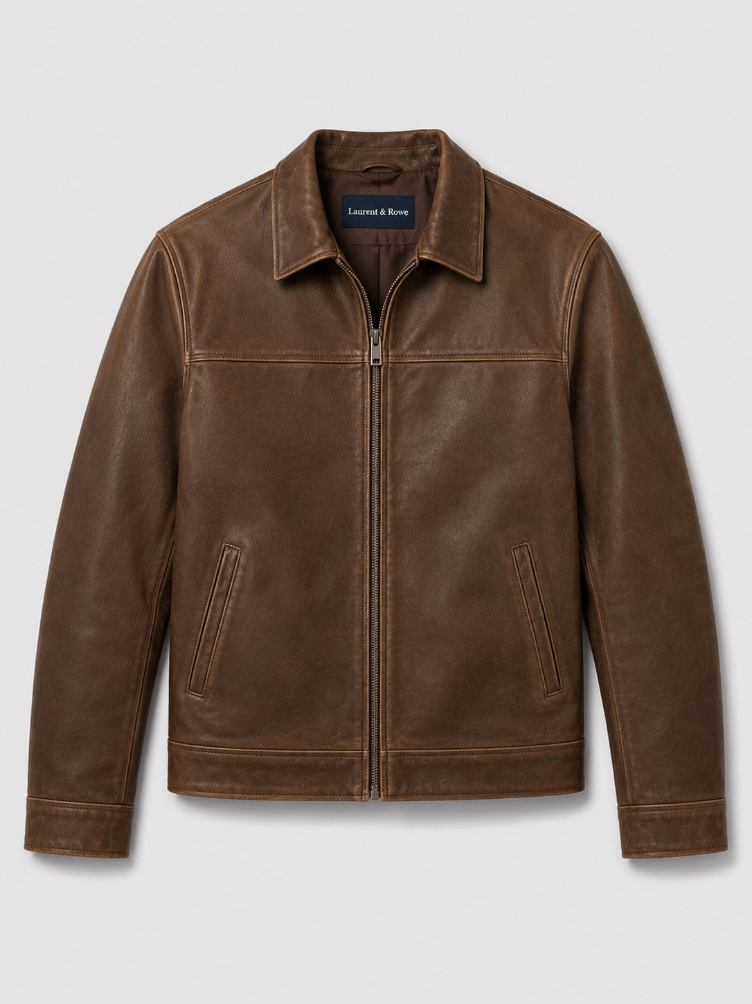 Men’s Leather Flight Jacket Zip-Up Loose Fit Spring Autumn Jacket for Everyday and Streetwear
