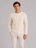 Men’s Waffle Knit Henley Shirt Long Sleeve Lightweight Textured Casual Top Breathable Essential for Layering and Weekend Wear