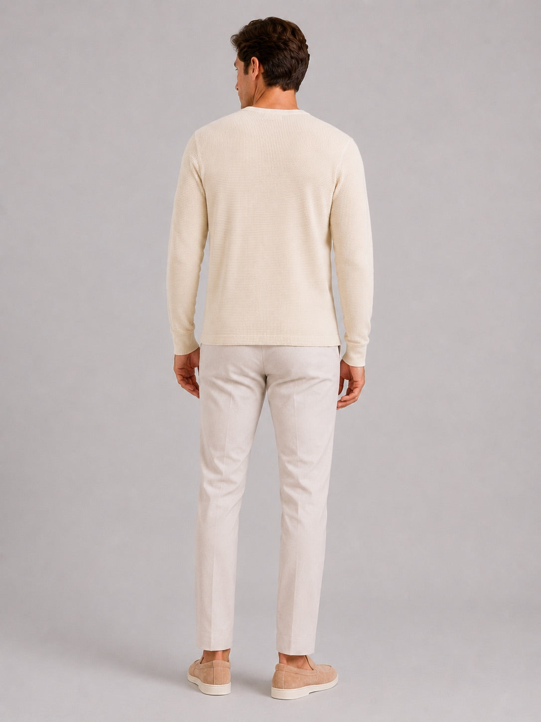 Men’s Waffle Knit Henley Shirt Long Sleeve Lightweight Textured Casual Top Breathable Essential for Layering and Weekend Wear