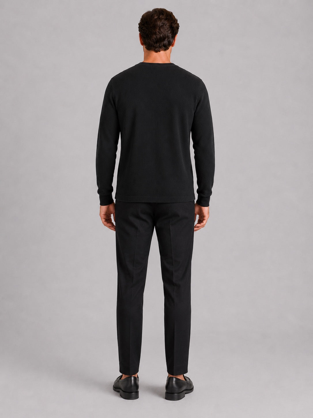 Men’s Waffle Knit Henley Shirt Long Sleeve Lightweight Textured Casual Top Breathable Essential for Layering and Weekend Wear