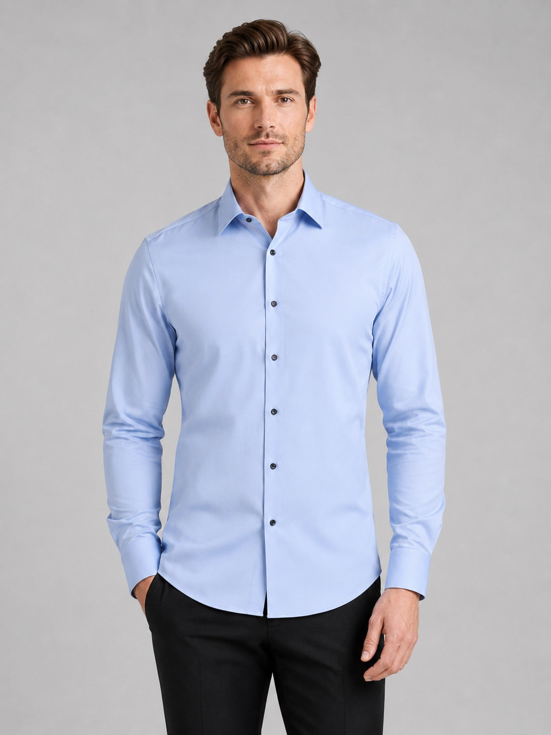 Men’s Button-Down Shirt Long Sleeve Shirt Non-Iron Stretch Dress Shirt for Autumn Business Casual and Office Wear
