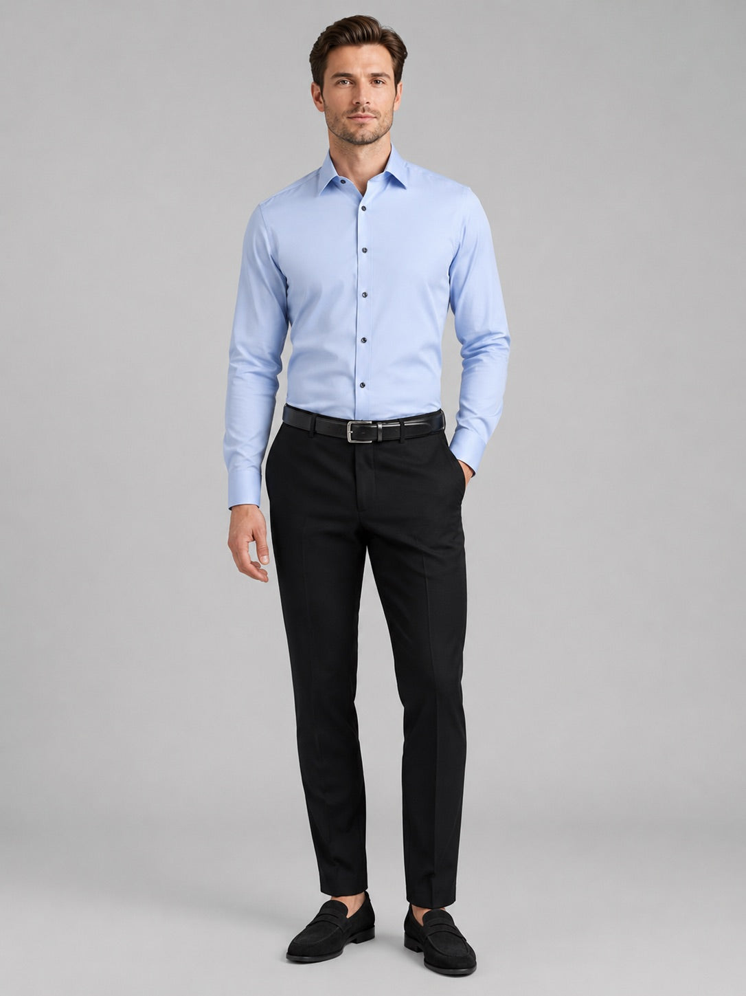 Men’s Button-Down Shirt Long Sleeve Shirt Non-Iron Stretch Dress Shirt for Autumn Business Casual and Office Wear