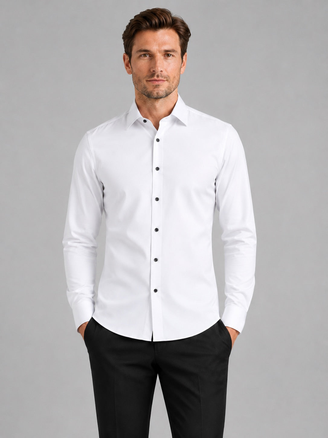 Men’s Button-Down Shirt Long Sleeve Shirt Non-Iron Stretch Dress Shirt for Autumn Business Casual and Office Wear