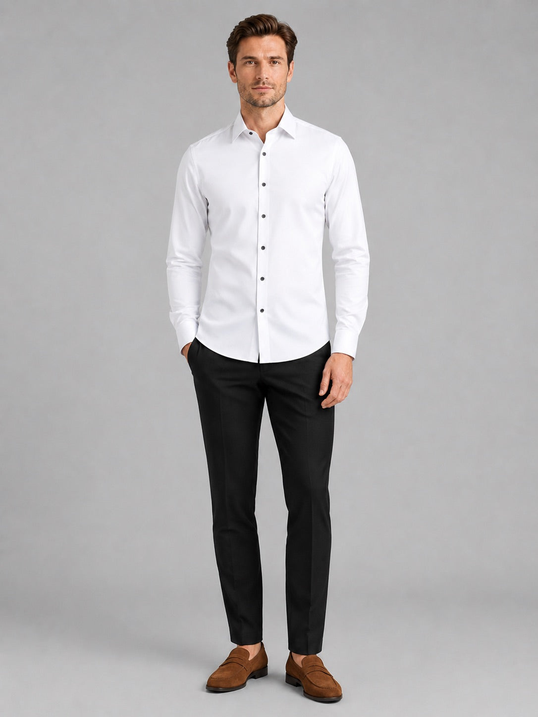 Men’s Button-Down Shirt Long Sleeve Shirt Non-Iron Stretch Dress Shirt for Autumn Business Casual and Office Wear