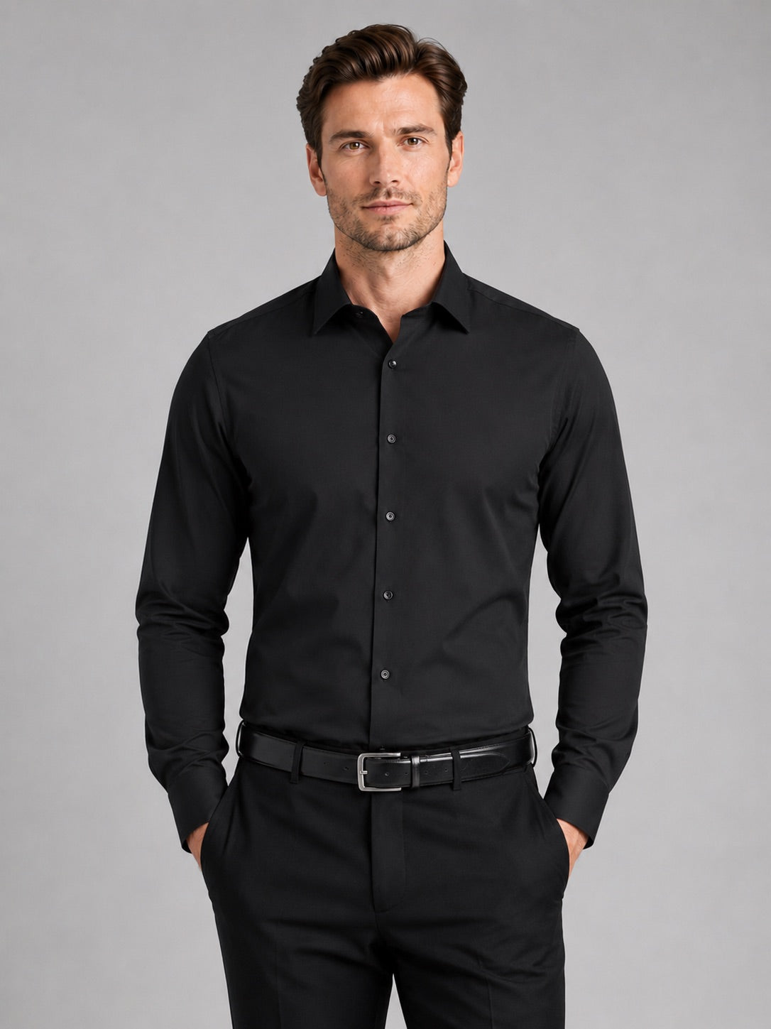 Men’s Button-Down Shirt Long Sleeve Shirt Non-Iron Stretch Dress Shirt for Autumn Business Casual and Office Wear
