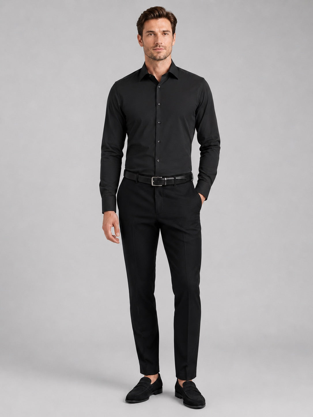 Men’s Button-Down Shirt Long Sleeve Shirt Non-Iron Stretch Dress Shirt for Autumn Business Casual and Office Wear