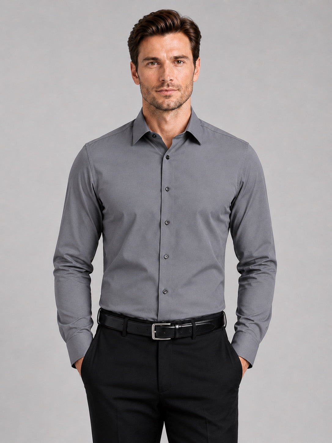 Men’s Button-Down Shirt Long Sleeve Shirt Non-Iron Stretch Dress Shirt for Autumn Business Casual and Office Wear