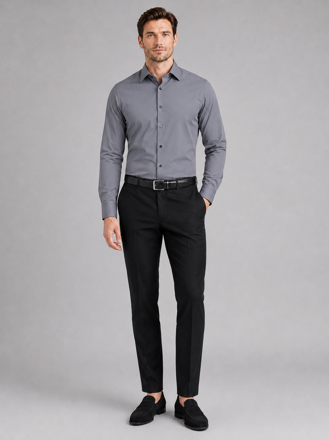 Men’s Button-Down Shirt Long Sleeve Shirt Non-Iron Stretch Dress Shirt for Autumn Business Casual and Office Wear