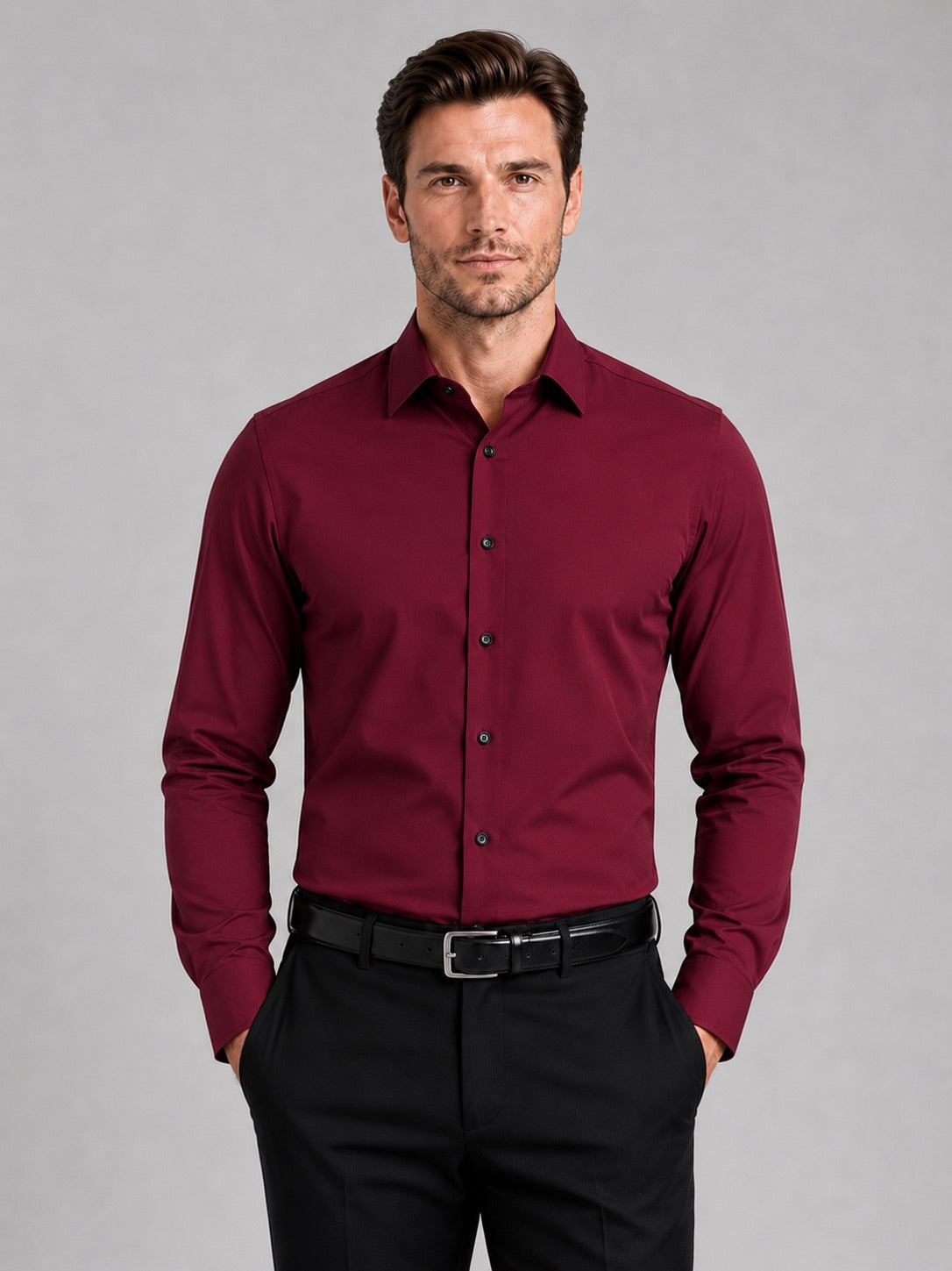 Men’s Button-Down Shirt Long Sleeve Shirt Non-Iron Stretch Dress Shirt for Autumn Business Casual and Office Wear