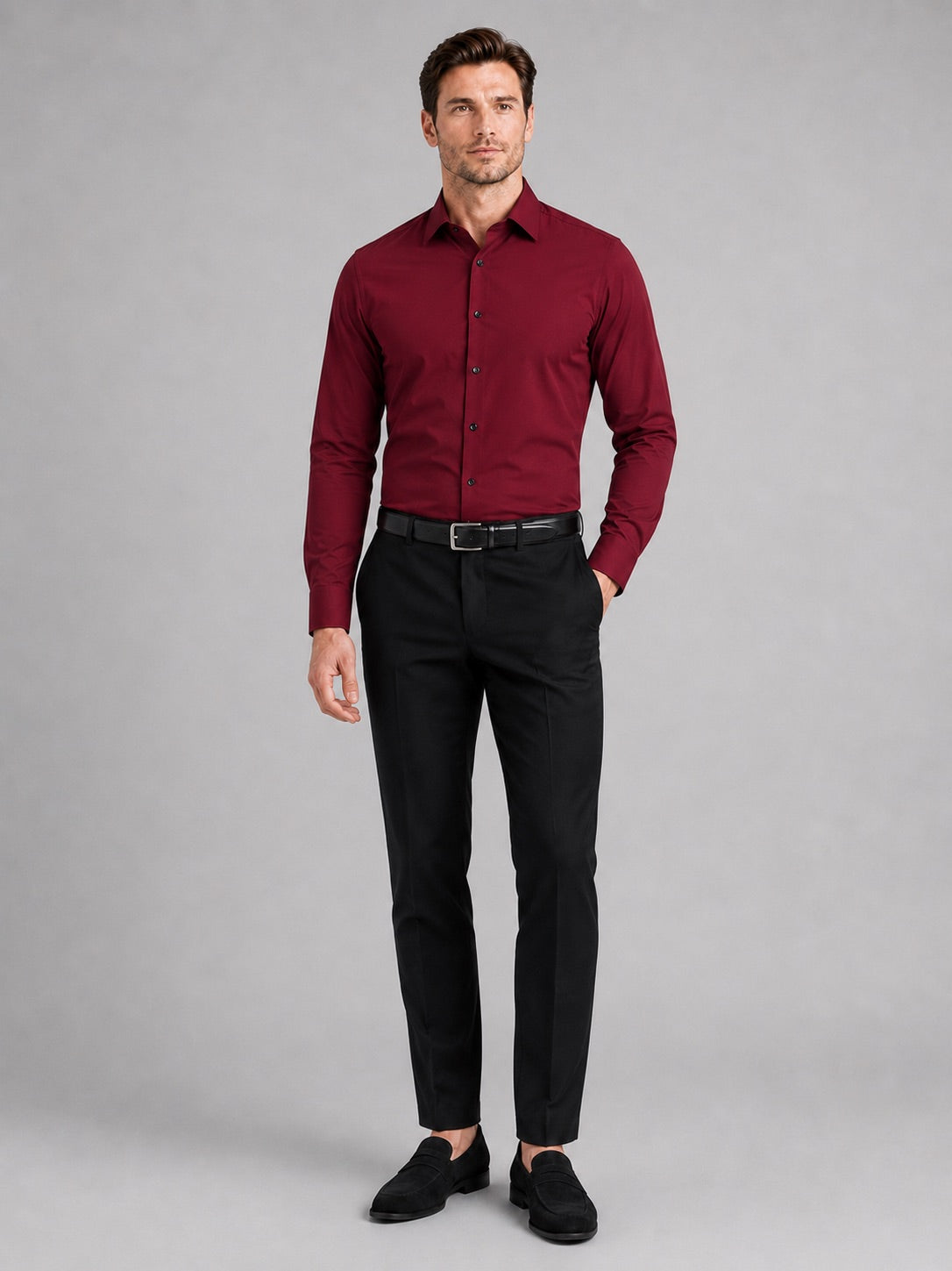Men’s Button-Down Shirt Long Sleeve Shirt Non-Iron Stretch Dress Shirt for Autumn Business Casual and Office Wear
