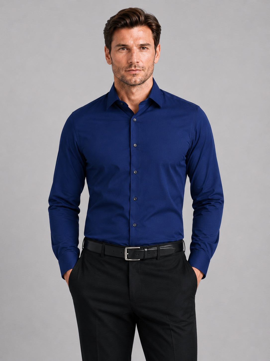 Men’s Button-Down Shirt Long Sleeve Shirt Non-Iron Stretch Dress Shirt for Autumn Business Casual and Office Wear