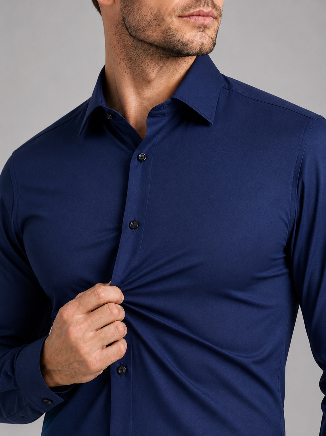 Men’s Button-Down Shirt Long Sleeve Shirt Non-Iron Stretch Dress Shirt for Autumn Business Casual and Office Wear