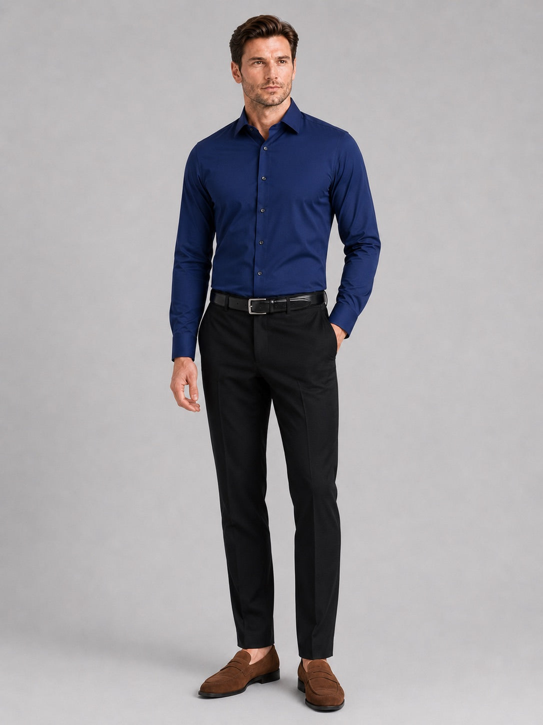 Men’s Button-Down Shirt Long Sleeve Shirt Non-Iron Stretch Dress Shirt for Autumn Business Casual and Office Wear