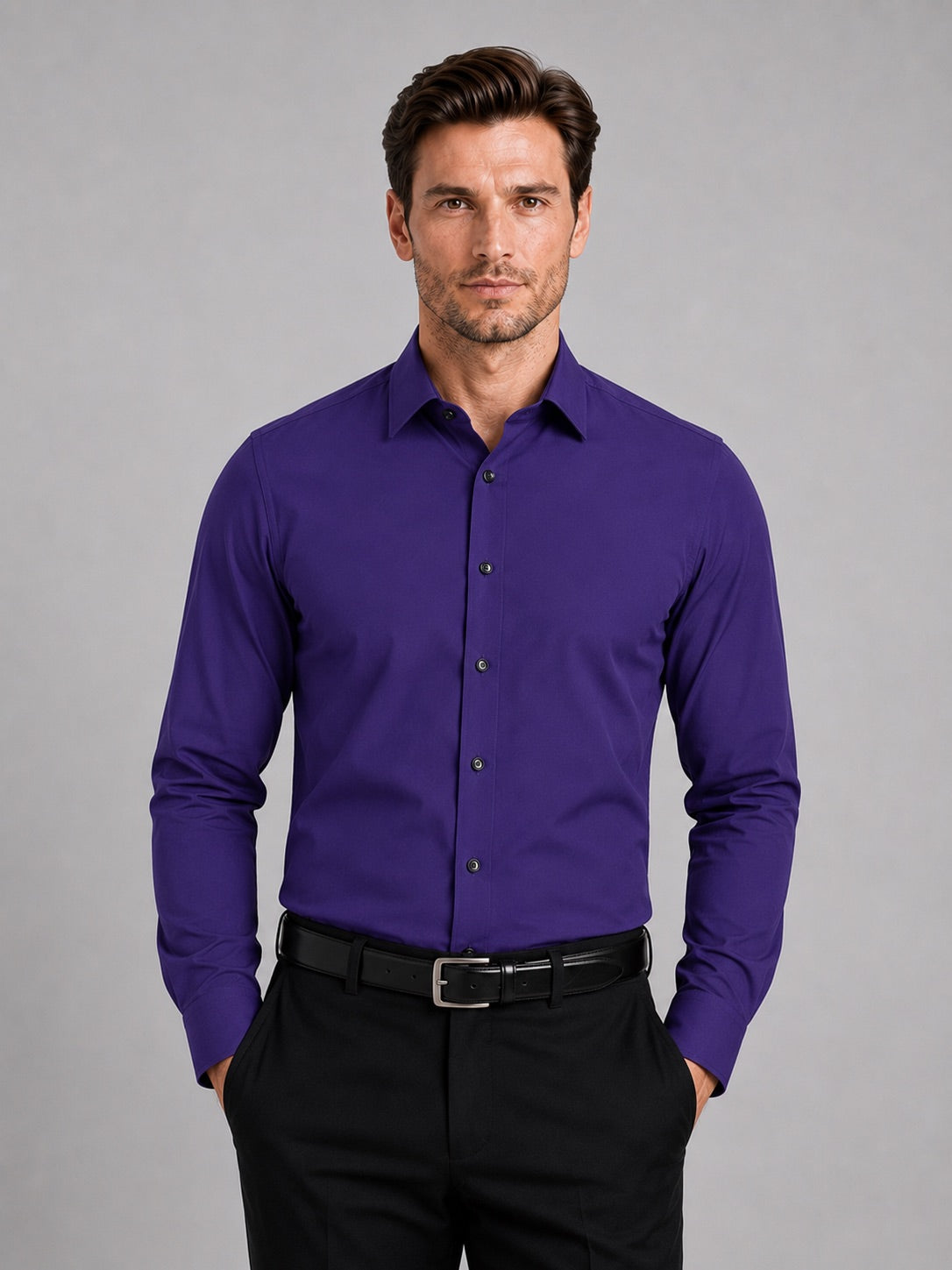 Men’s Button-Down Shirt Long Sleeve Shirt Non-Iron Stretch Dress Shirt for Autumn Business Casual and Office Wear