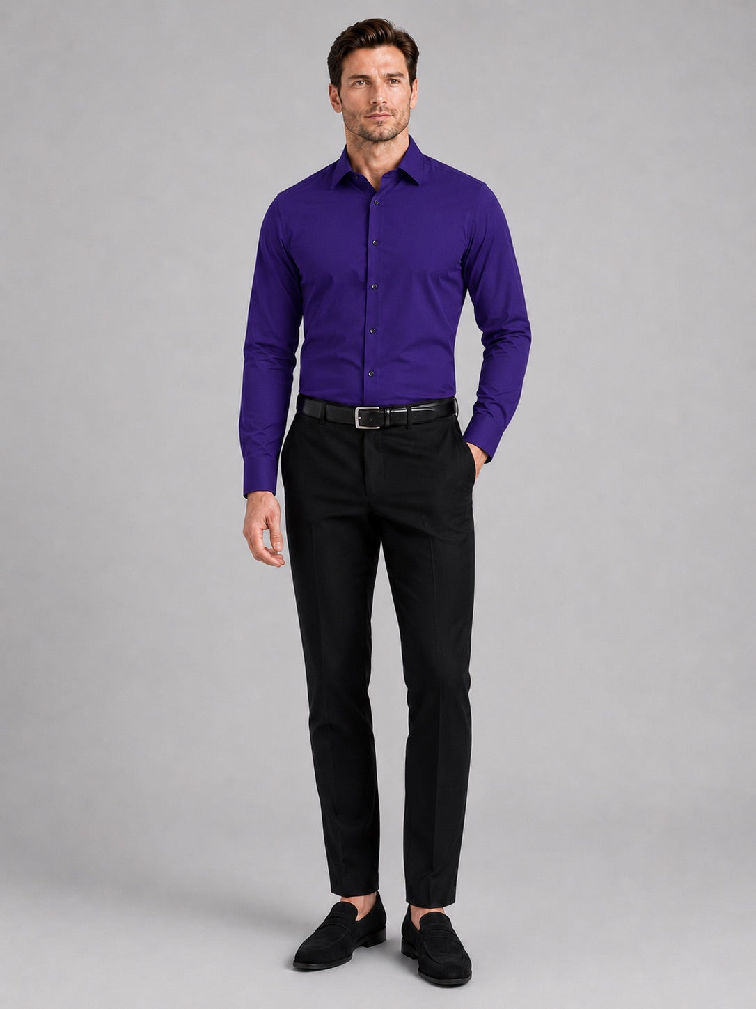 Men’s Button-Down Shirt Long Sleeve Shirt Non-Iron Stretch Dress Shirt for Autumn Business Casual and Office Wear