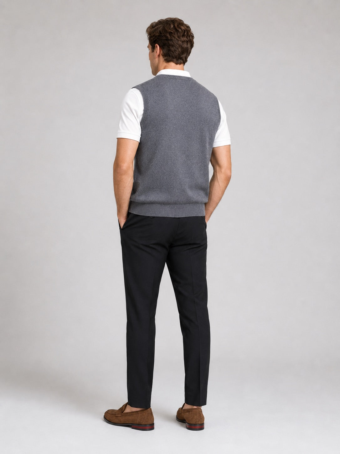 Men’s Knit Sleeveless Jumper V-Neck Button-Up Autumn Winter Layer for Business Casual and Office Wear