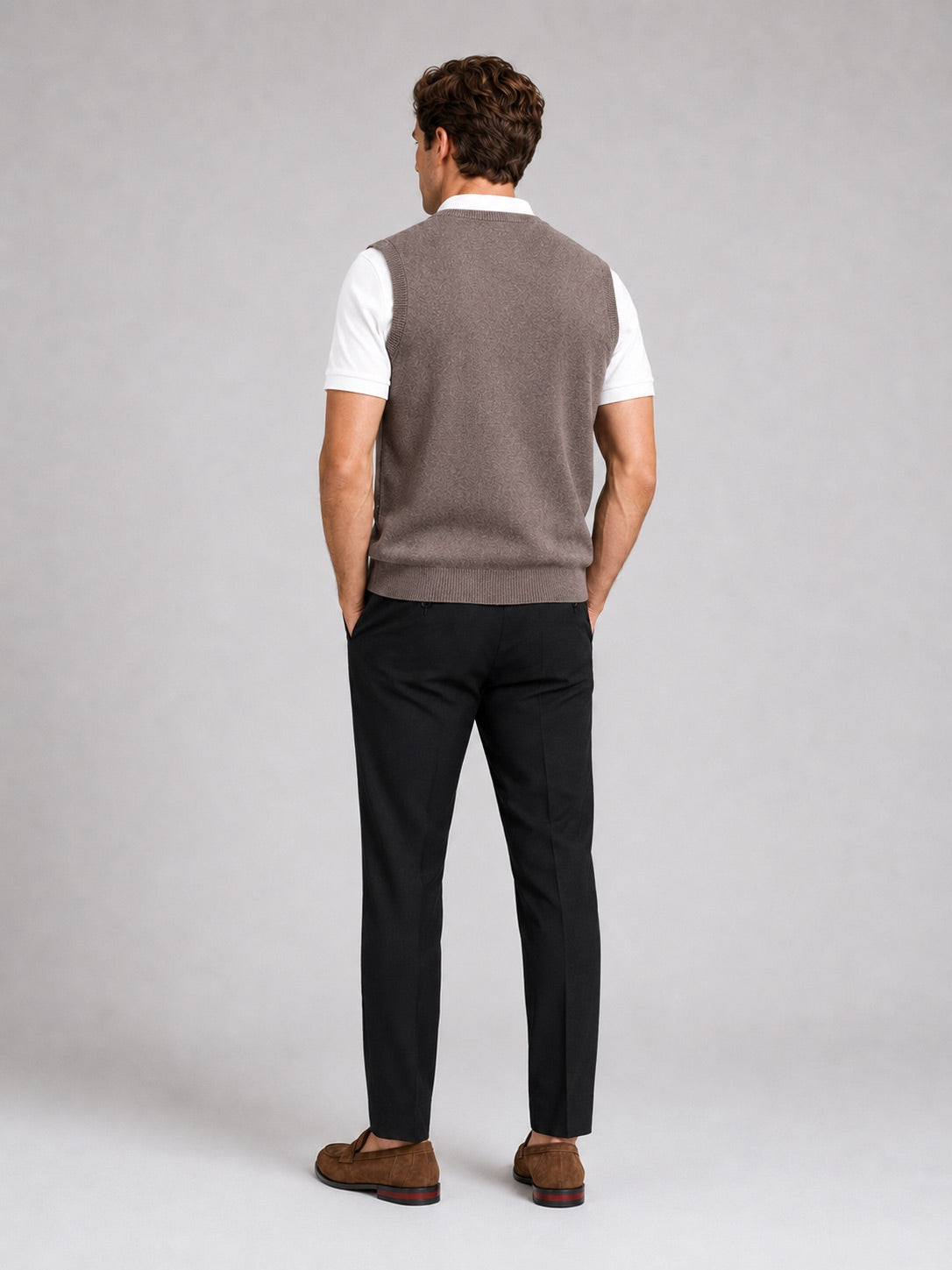 Men’s Knit Sleeveless Jumper V-Neck Button-Up Autumn Winter Layer for Business Casual and Office Wear