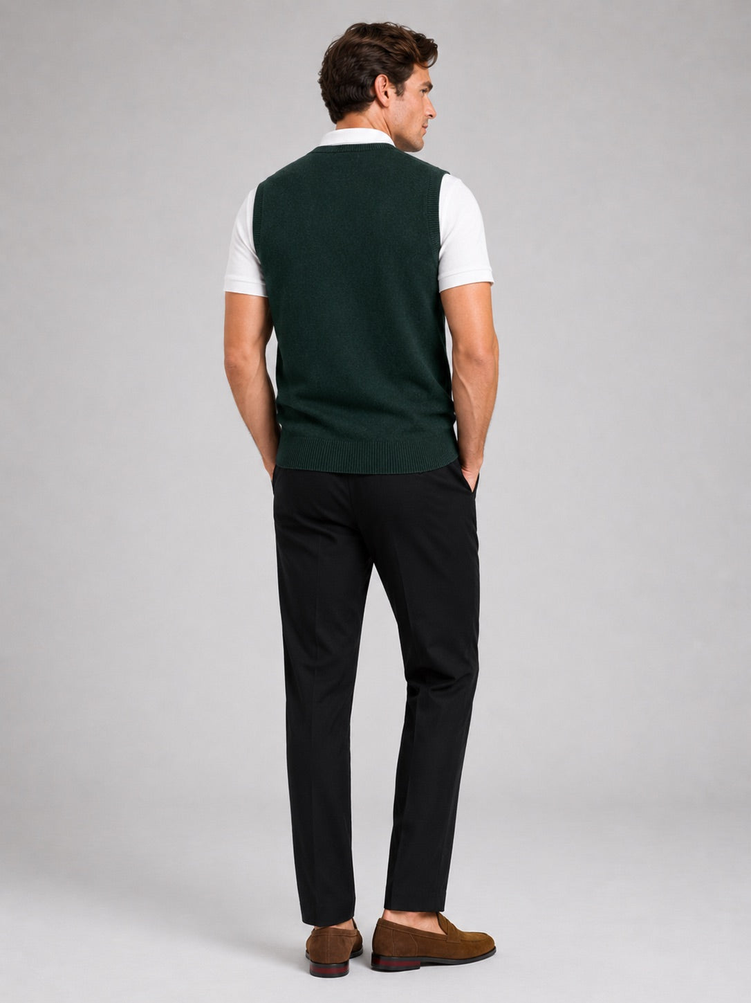 Men’s Knit Sleeveless Jumper V-Neck Button-Up Autumn Winter Layer for Business Casual and Office Wear