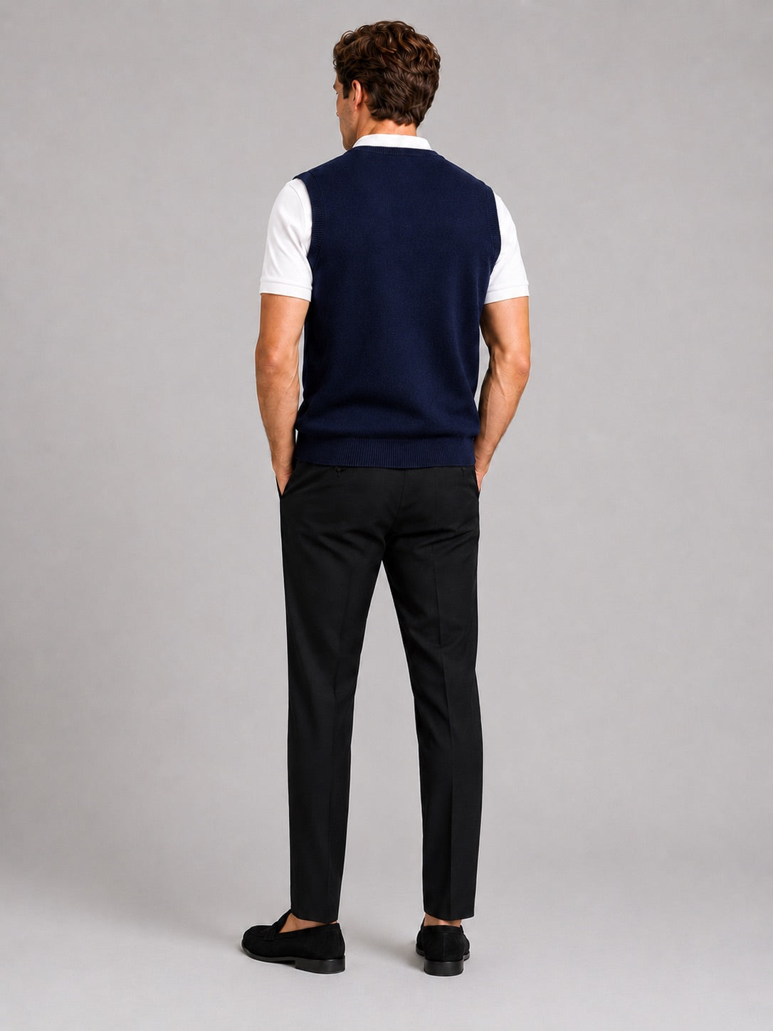 Men’s Knit Sleeveless Jumper V-Neck Button-Up Autumn Winter Layer for Business Casual and Office Wear
