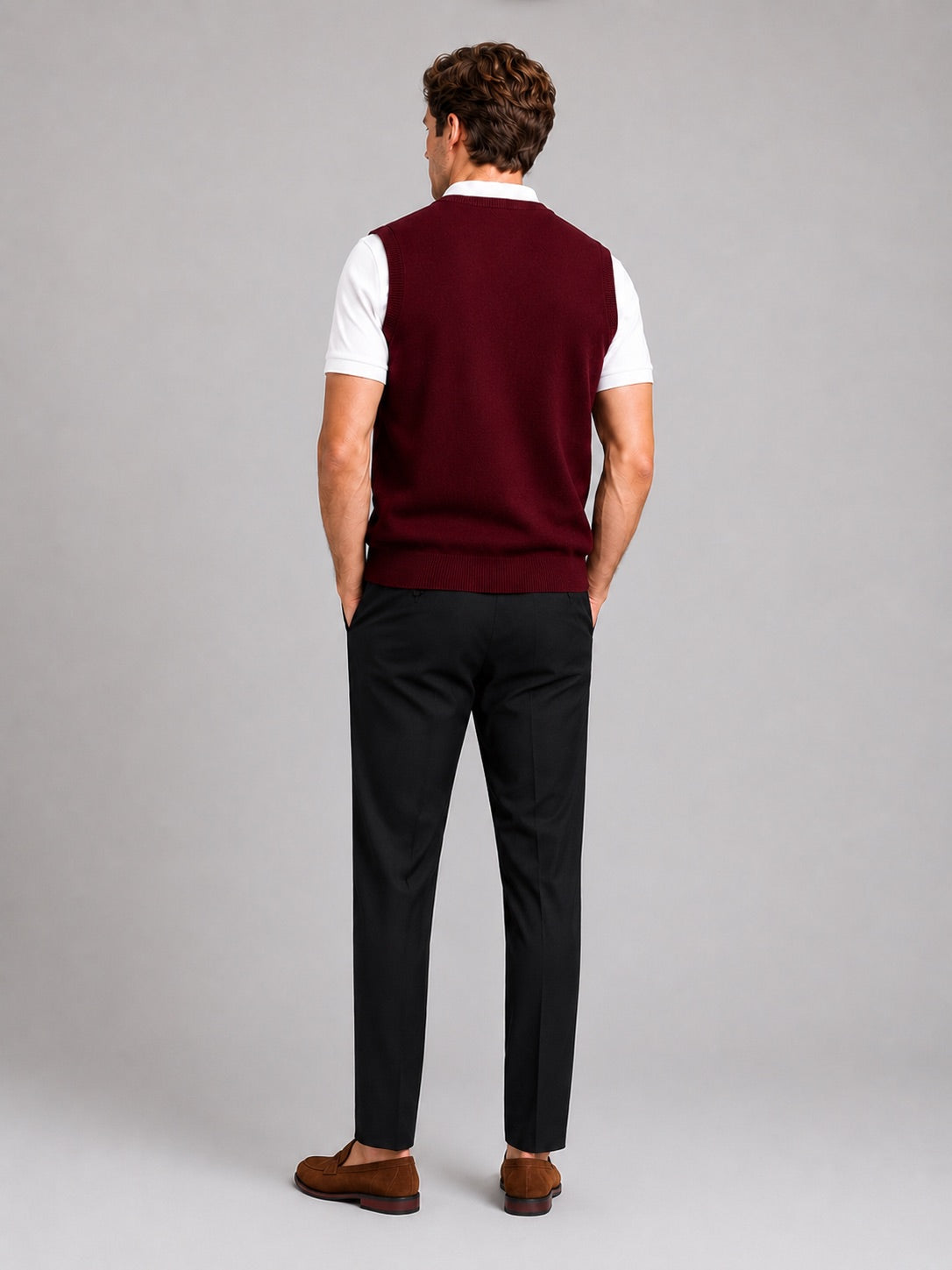 Men’s Knit Sleeveless Jumper V-Neck Button-Up Autumn Winter Layer for Business Casual and Office Wear