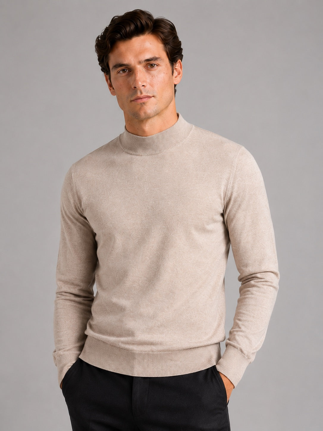 Men’s Mock Neck Jumper Slim Fit Knit Pullover Warm Winter Top for Casual and Everyday Wear