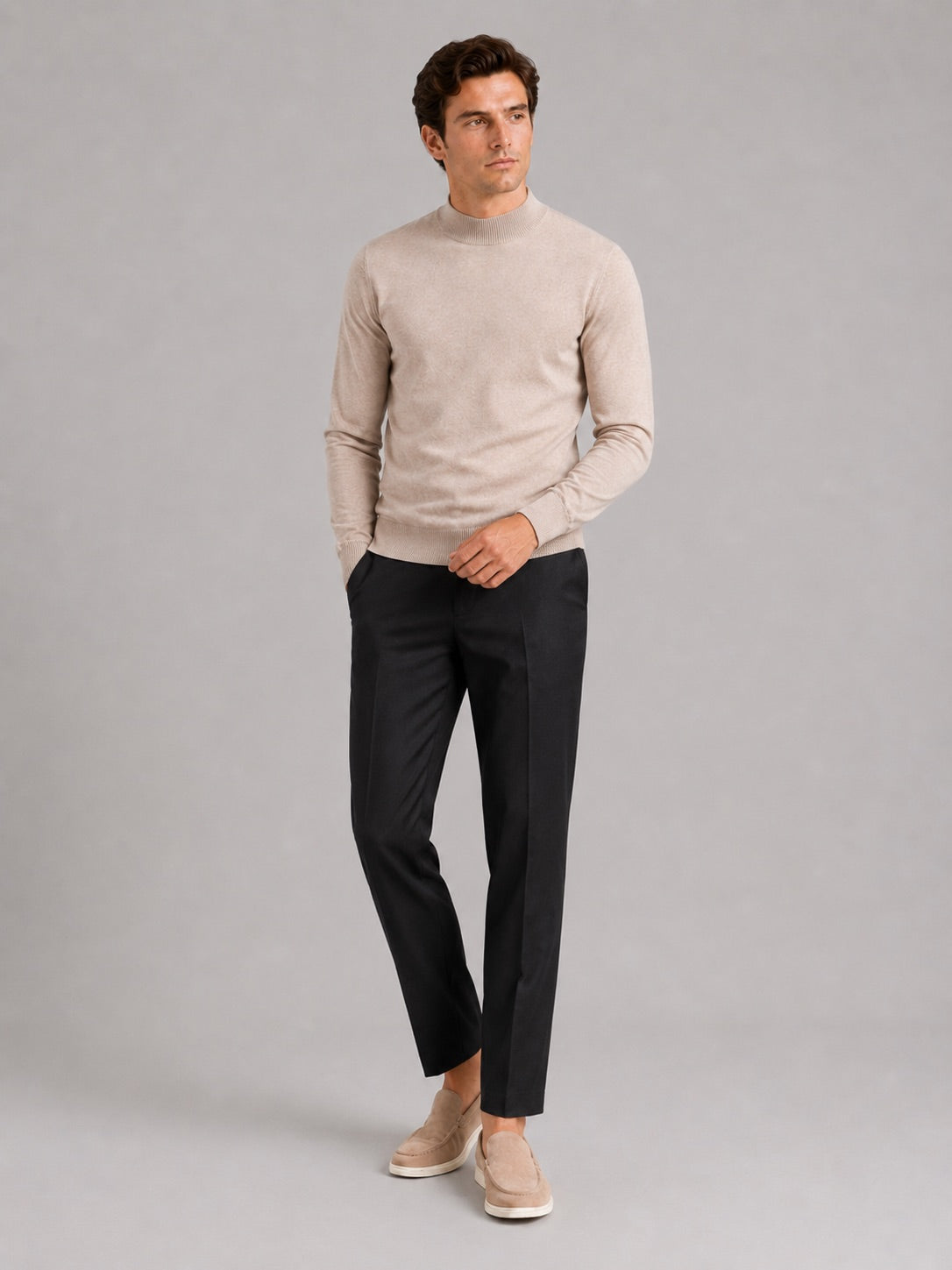 Men’s Mock Neck Jumper Slim Fit Knit Pullover Warm Winter Top for Casual and Everyday Wear