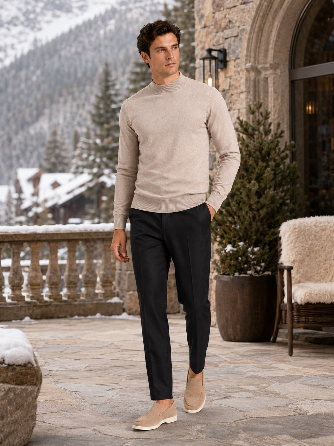 Men’s Mock Neck Jumper Slim Fit Knit Pullover Warm Winter Top for Casual and Everyday Wear