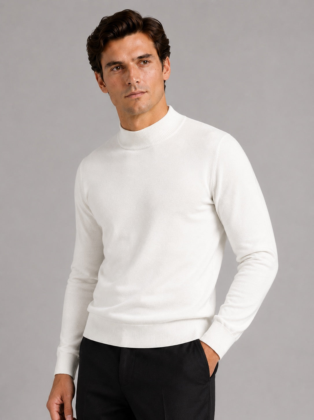 Men’s Mock Neck Jumper Slim Fit Knit Pullover Warm Winter Top for Casual and Everyday Wear