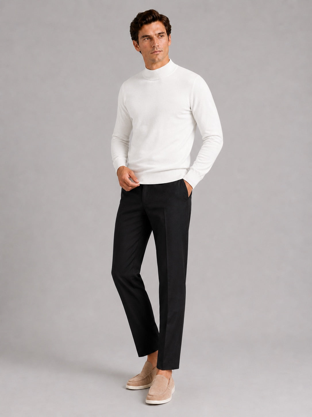 Men’s Mock Neck Jumper Slim Fit Knit Pullover Warm Winter Top for Casual and Everyday Wear