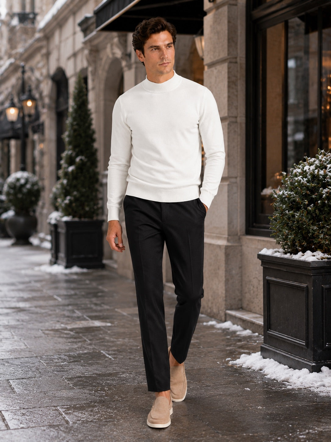 Men’s Mock Neck Jumper Slim Fit Knit Pullover Warm Winter Top for Casual and Everyday Wear