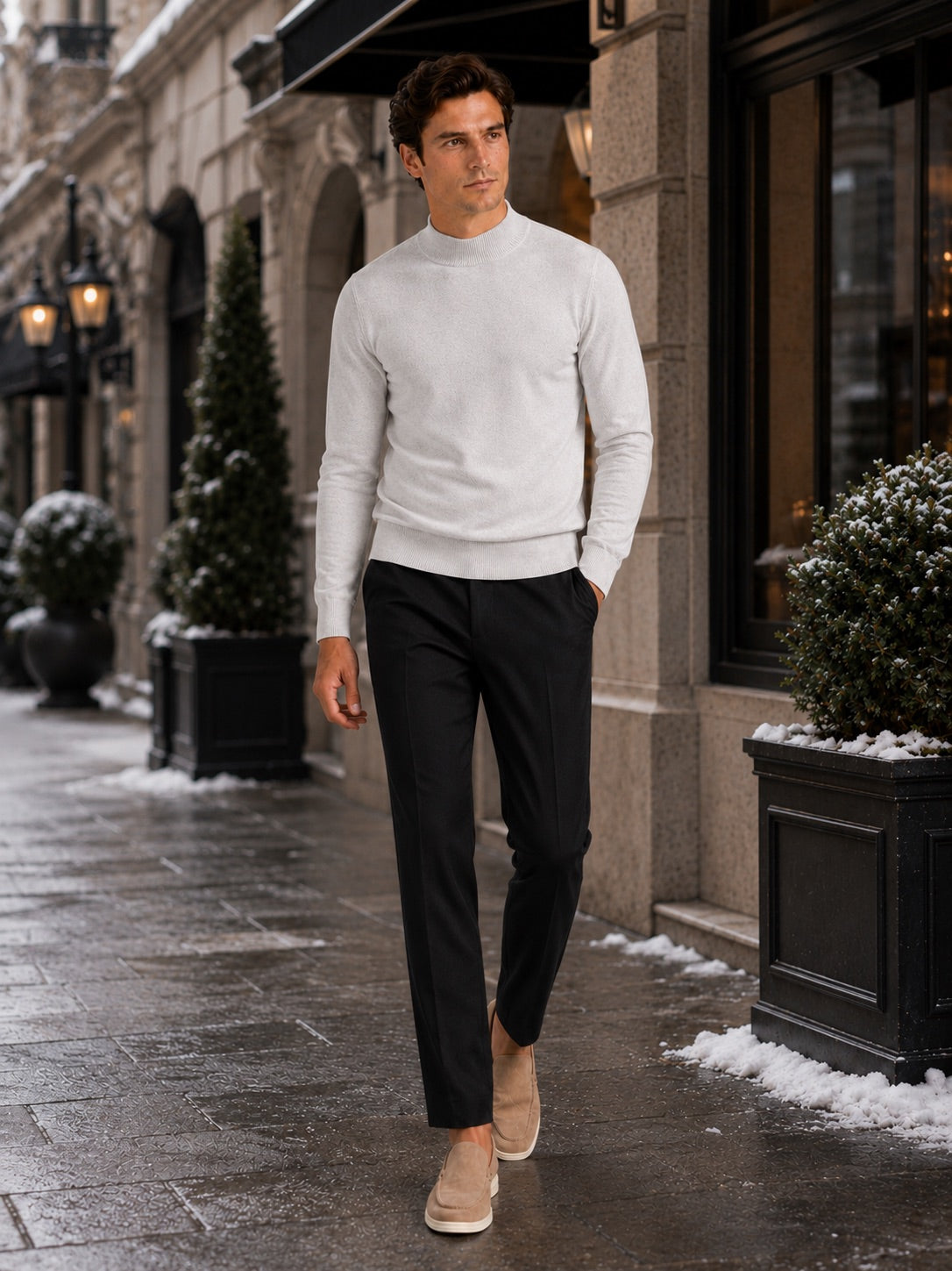Men’s Mock Neck Jumper Slim Fit Knit Pullover Warm Winter Top for Casual and Everyday Wear