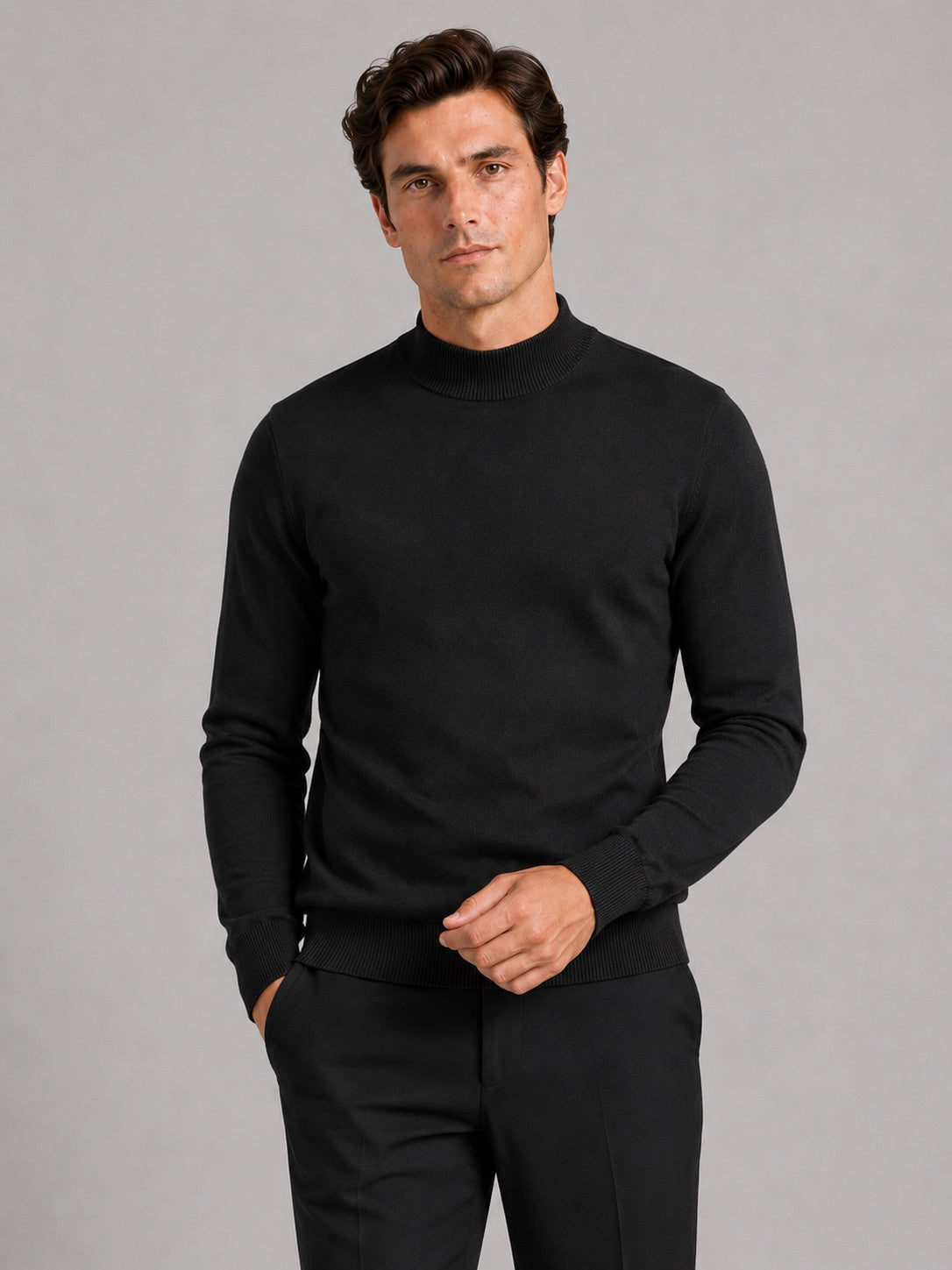 Men’s Mock Neck Jumper Slim Fit Knit Pullover Warm Winter Top for Casual and Everyday Wear