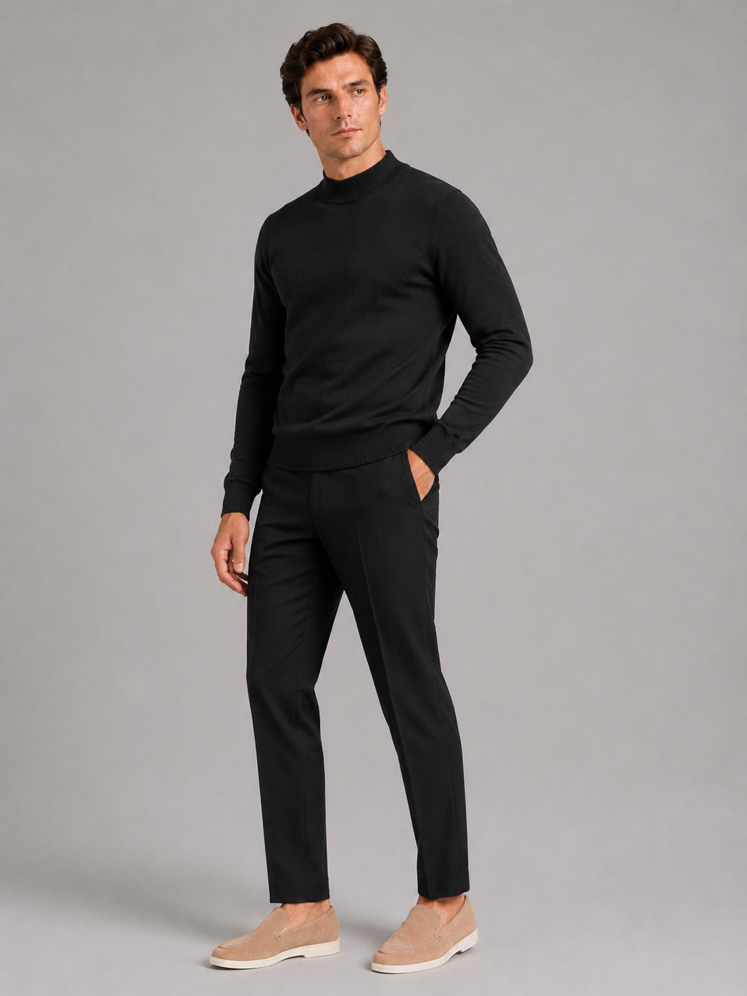 Men’s Mock Neck Jumper Slim Fit Knit Pullover Warm Winter Top for Casual and Everyday Wear