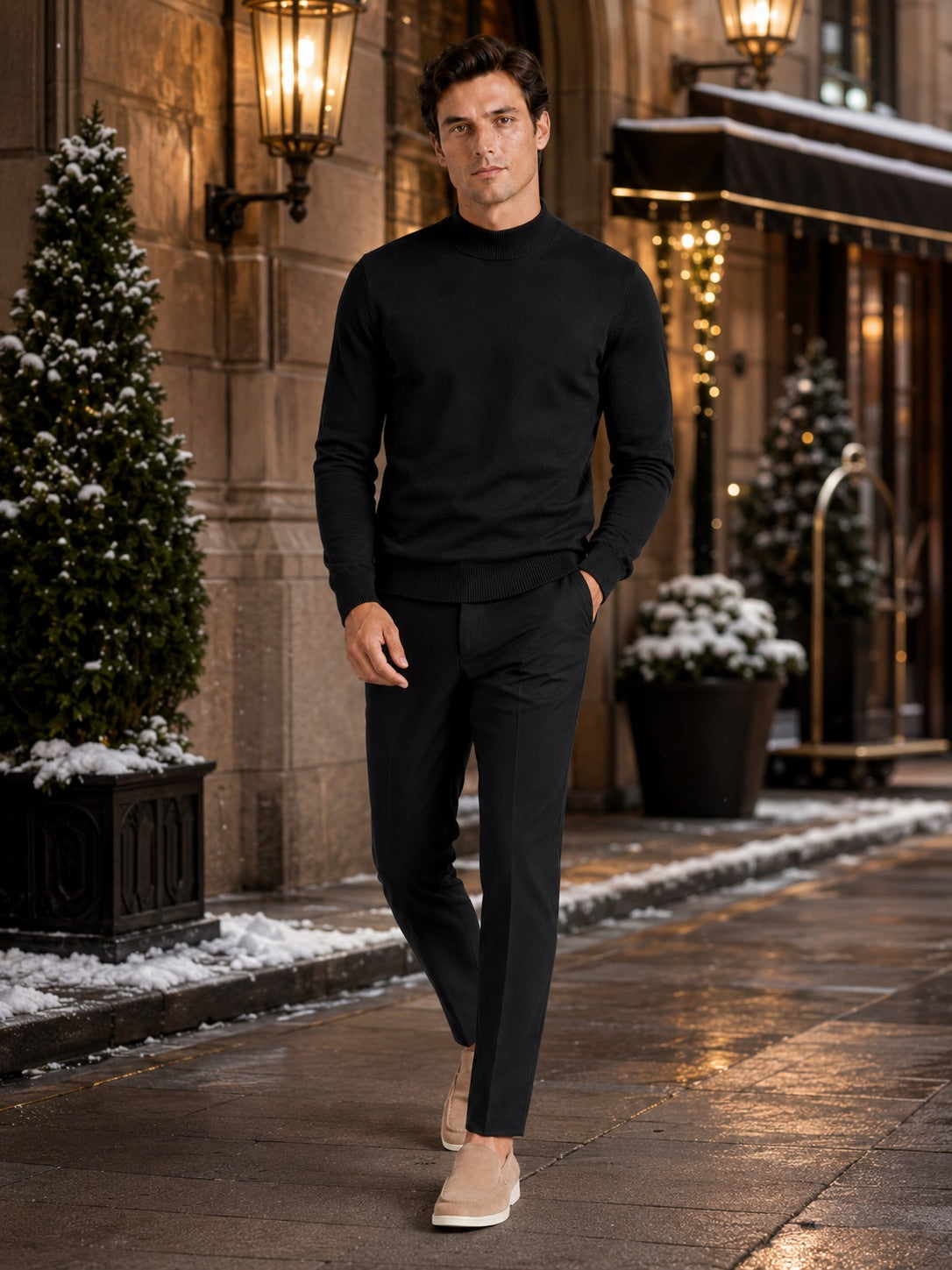 Men’s Mock Neck Jumper Slim Fit Knit Pullover Warm Winter Top for Casual and Everyday Wear